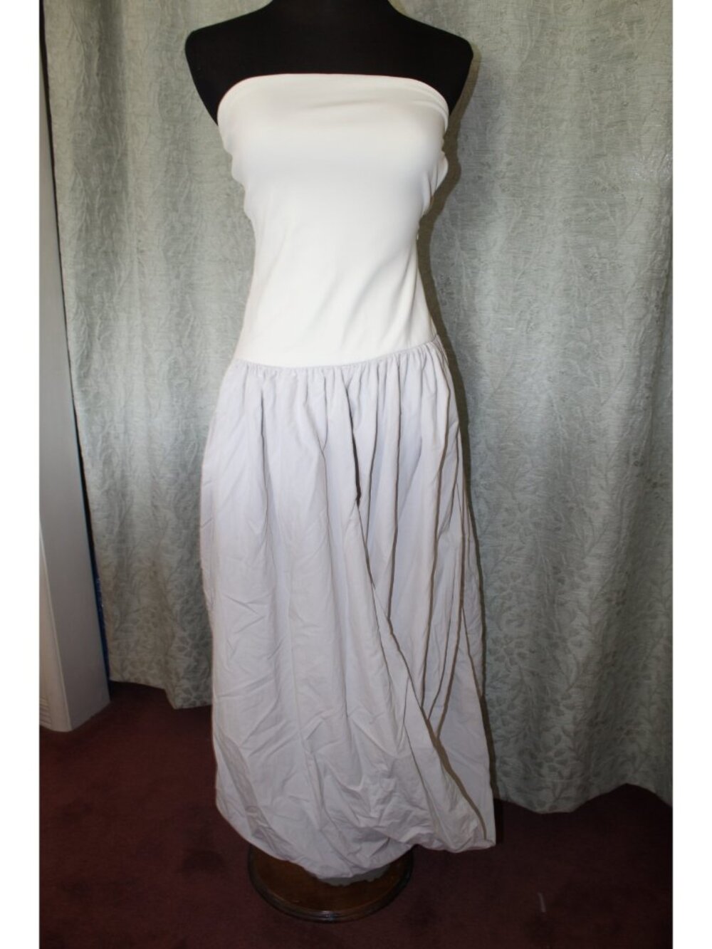 Zara Strapless Midi Dress Size XS Sleek Fitted Bodice Bubble balloon skirt Party - Picture 5 of 10